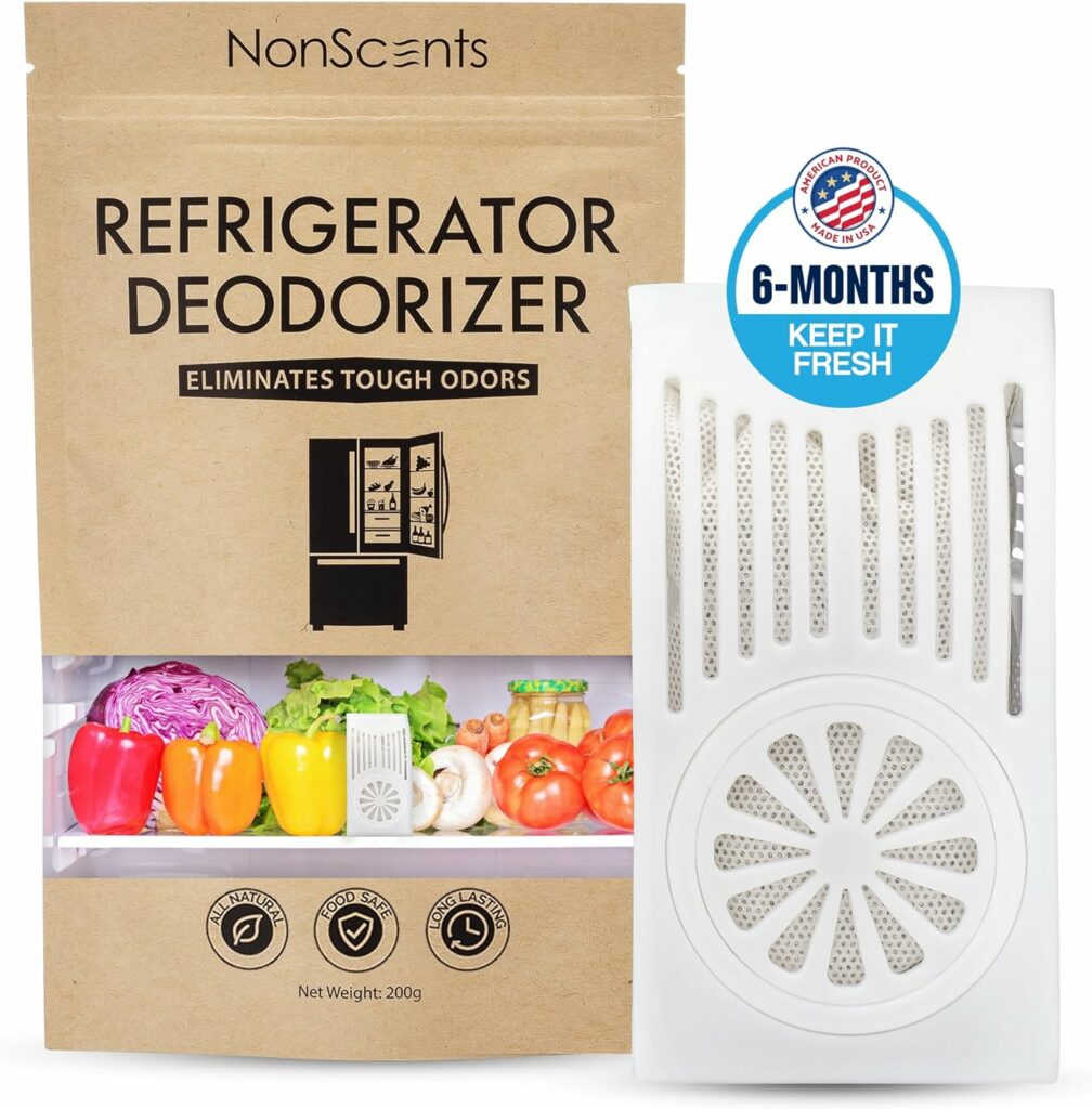 NonScents Refrigerator Deodorizer - Odor Eliminator for Fridge  Freezer - Outshines Baking Soda  Charcoal - Unscented, Long-Lasting,  Safe - Freshen Your Refrigerator  Freezer