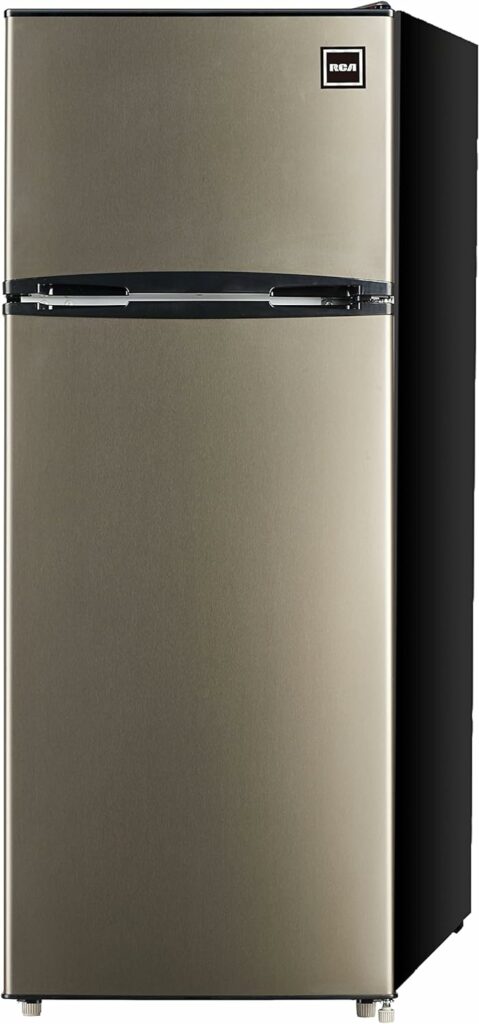 RCA RFR725 2 Door Apartment Size Refrigerator with Freezer, Stainless,7.5 cu ft